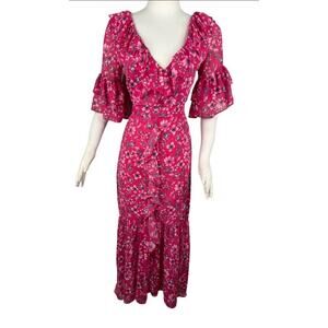 MISA Los Angeles Pink Floral Midi Dress Size Size XS